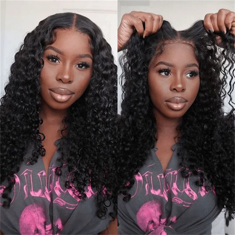 Deep Curly Human Hair Ready To Wear Wigs Water Wave 4x4 5x5 Lace Closure Wig Wear And Go Glueless Wigs Human Hair Lace Front