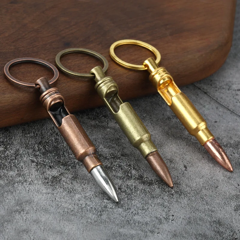 Hot Selling Innovative and Creative Metal Key Button Bullet Bottle Opener UV Printed PVC Keychain Pendant Small Gift