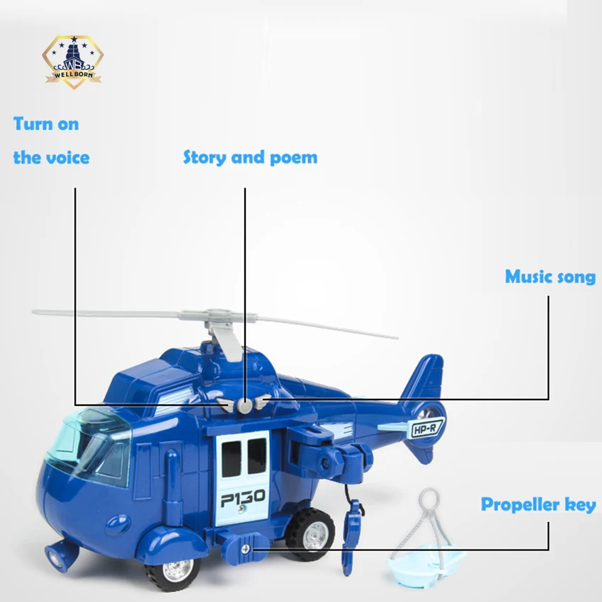Military Helicopter toys Air force Airplane Toy with Hanging Basket Lights and Sounds for Kids