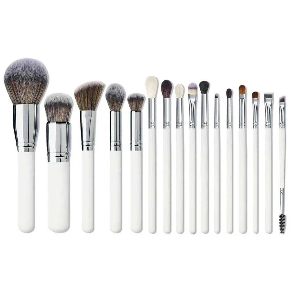 FEIYAN Top Quality Luxury Private Label 16 pcs Custom Logo White Handle Kabuki Makeup Brushes Kit With Case Box