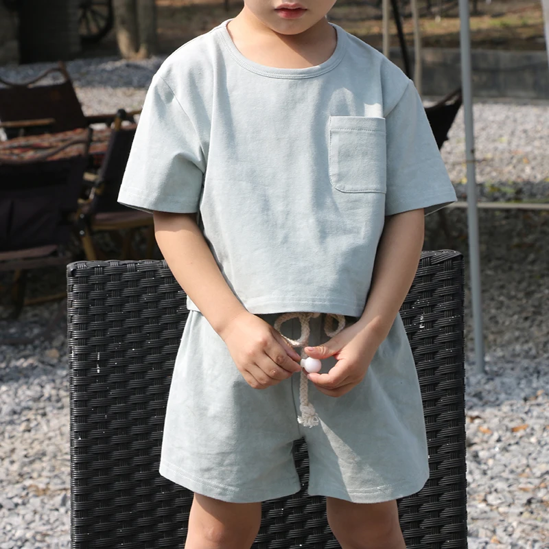 New Style Multiple Wholesale Children Suit Batik Print Crew Neck T Shirt Casual Cotton Kids Clothing Sets For Boys