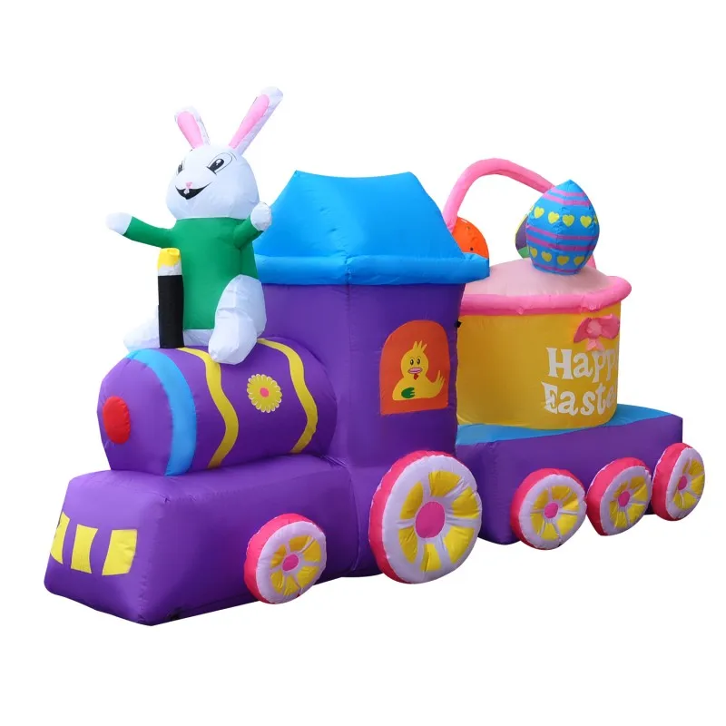 Easter Day Rabbit Long Train Holiday Inflatables decoration inbuilt with flashing Lights