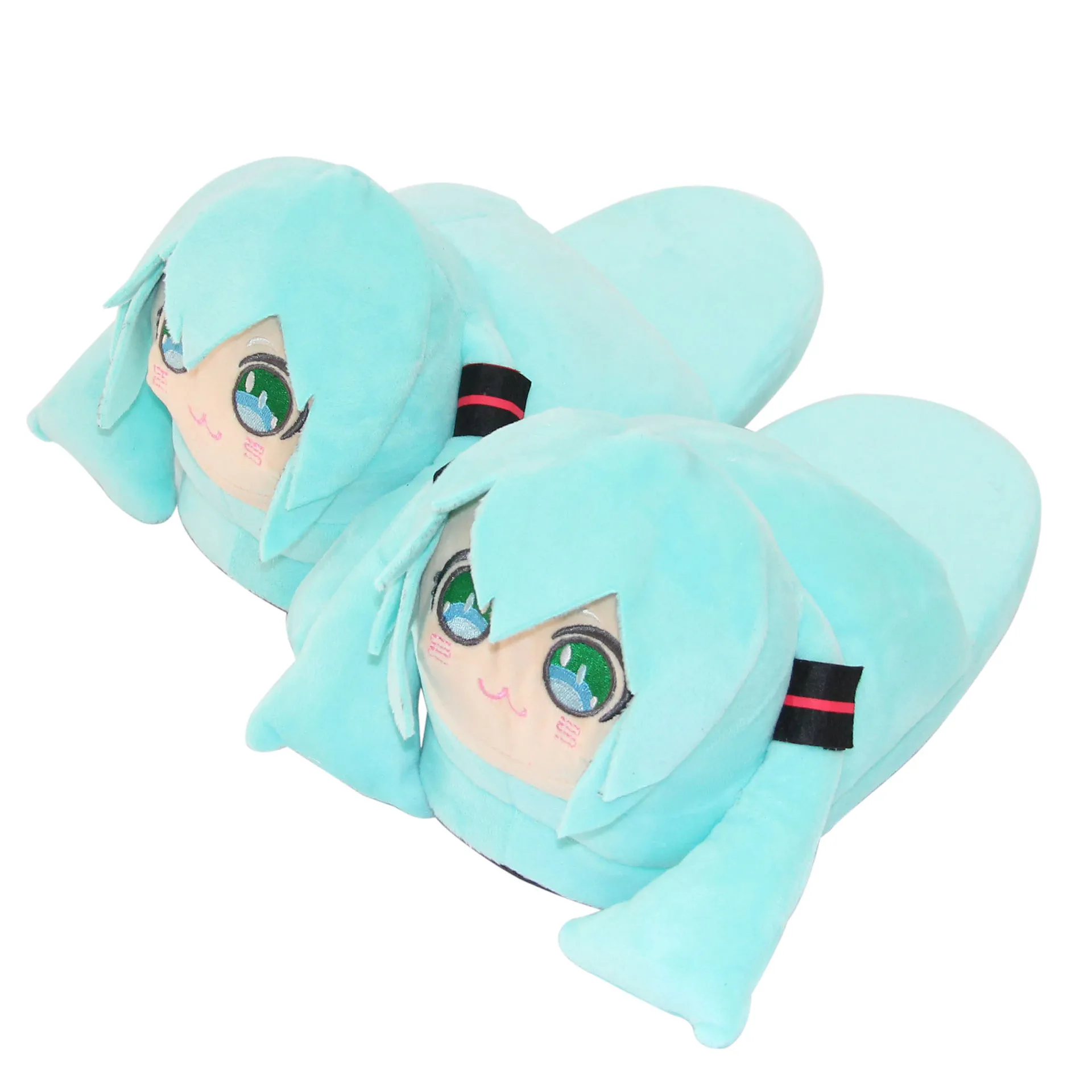 Wholesale High Quality Cartoon Plush Slippers Hatsune Miku Plush Slippers Hatsune Miku Slippers For Kids Gift