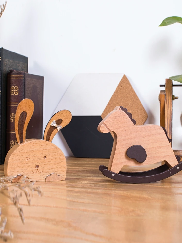 cute animals beech wood christmas gifts wooden music box
