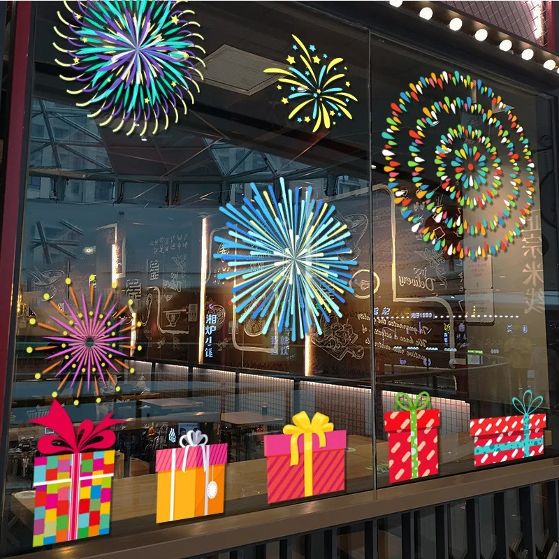 BIGIMAGE Custom New Years Party Window Door Removable Static Cling Electrostatic Stickers Glass Double-Sided Effect