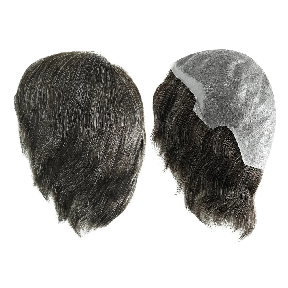 Short Full Thin Skin Cap Wig Multi Color 6 Inches Indian Human Hair Full Head PU Wig