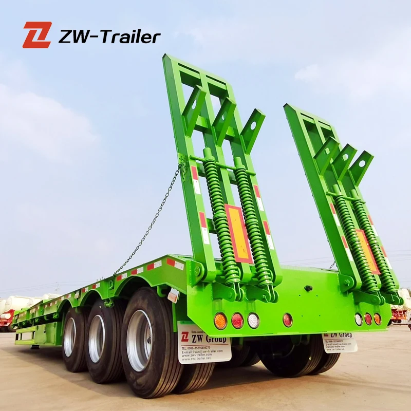 hot sale 13m  lowboy trailers 100 tons 3 axles lowbed low bed trailer