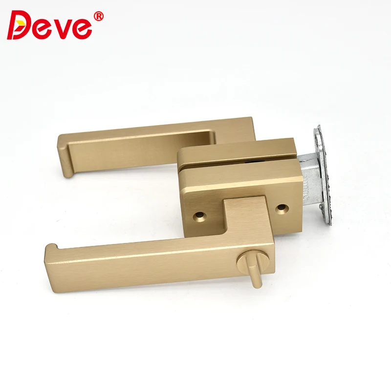 Hot sale Narrow Framed aluminum alloy door lock handle Shining Gold CNC Casting lever door handle lock