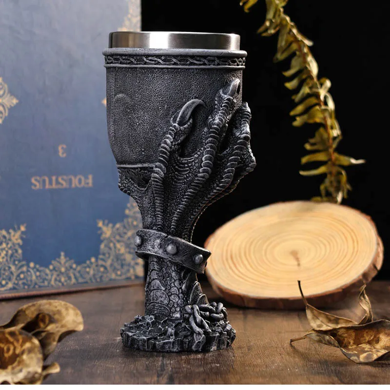 Home Club Stainless Steel Liner Strong Wine Red Wine Whiskey Glass Set Creative 3D Dragon Eagle Claw Skull Goblet Cup
