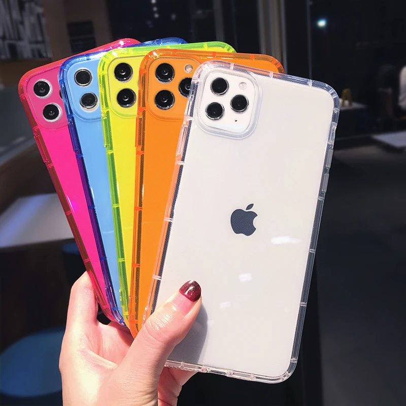  Чехол для Iphone 12 противоударный прочный бампер из ТПУ с индивидуальным дизайном флуоресцентный неоновый чехол телефона чехлы 11 Pro