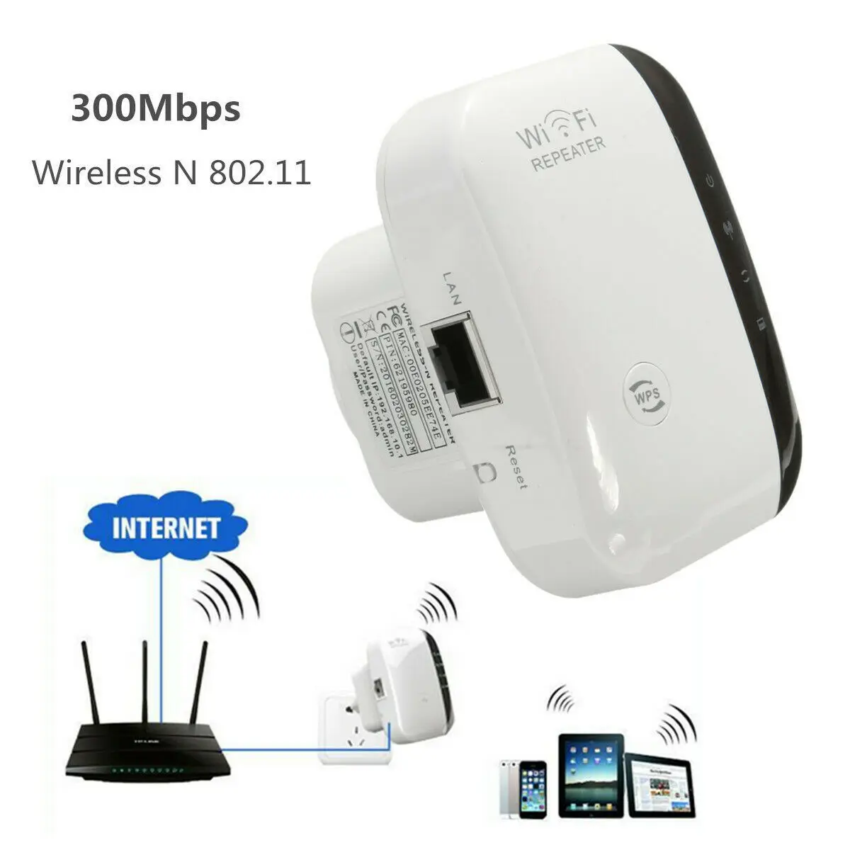 Wireless-N Wifi Repeater 802.11N/G/B Network Router Range 300Mbps Outdoors 300m Indoor 100m