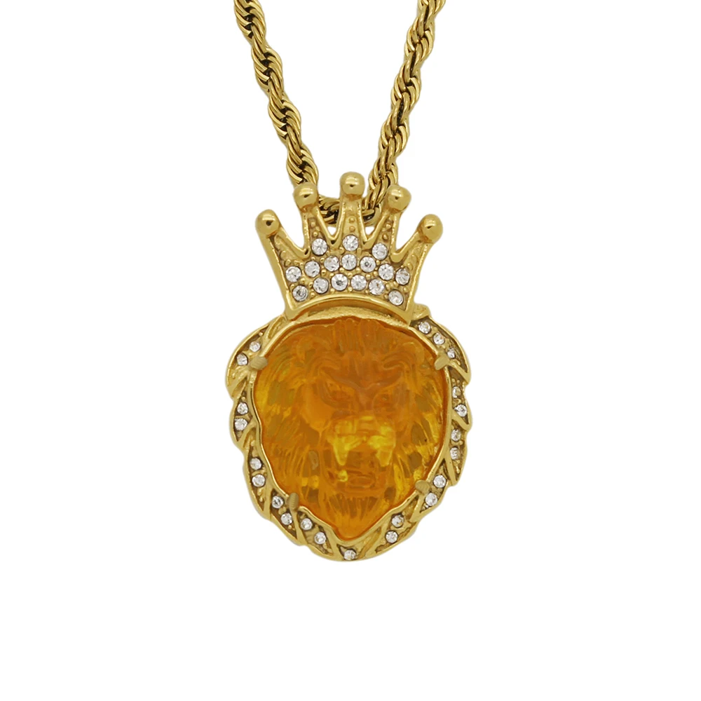 Duyizhao Stainless steel pendant trending products new arrivals fashion 18k gold plated jewelry Crown lion head pendant