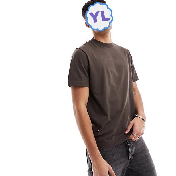 Custom Chenille Letters Printing Logo Men Tee Superior Quality 100% Cotton Brown Anti-pilling Boxy Tshirts Wholesale