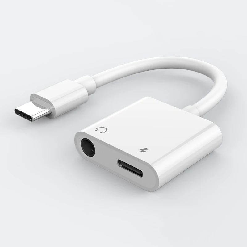 
2 in 1 Type-C to 3.5mm Jack Adapter DAC/Analog Chip Type C AUX USB C Headphones Splitter Audio cable for Huawei Mate P30 Xiaomi 