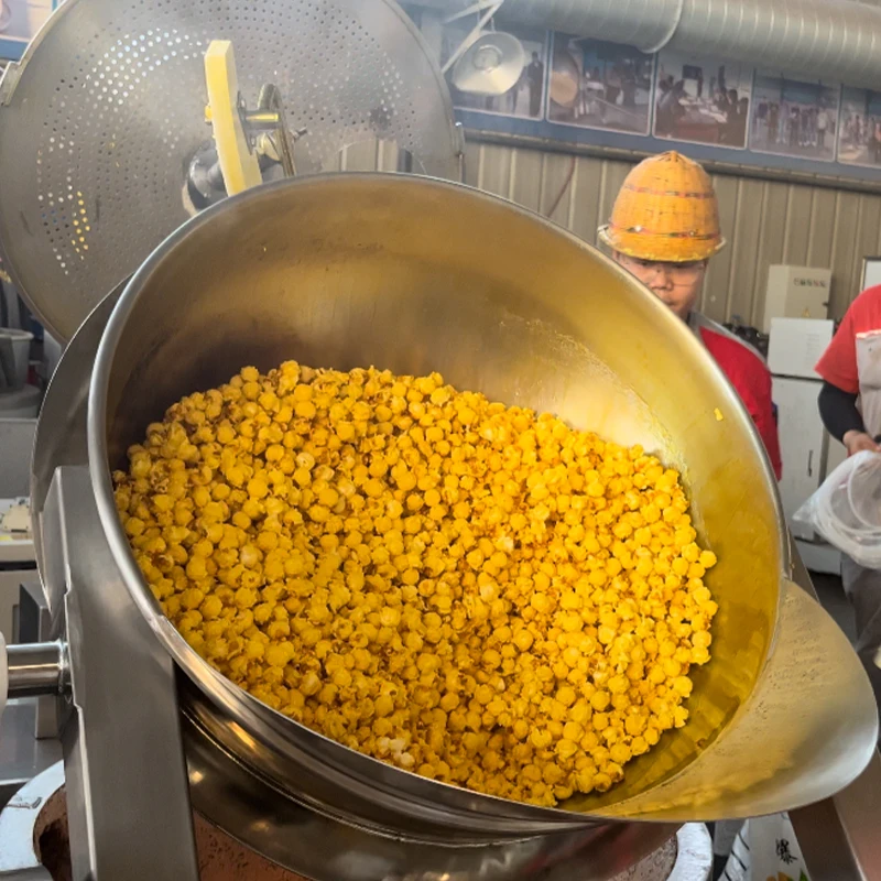 Big Capacity Industrial Gas Caramel Popcorn Making Machine Commercial Automatic corn snack Sugar Popcorn Production line