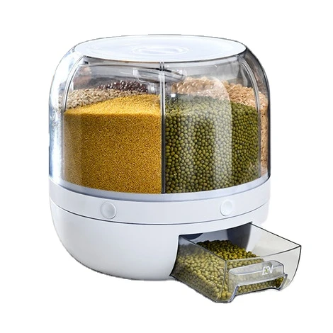 Grain Storage Household Rotary Moisture-proof Rice Cylinder Japanese-style Compartment Sealed Rice Storage Bucket