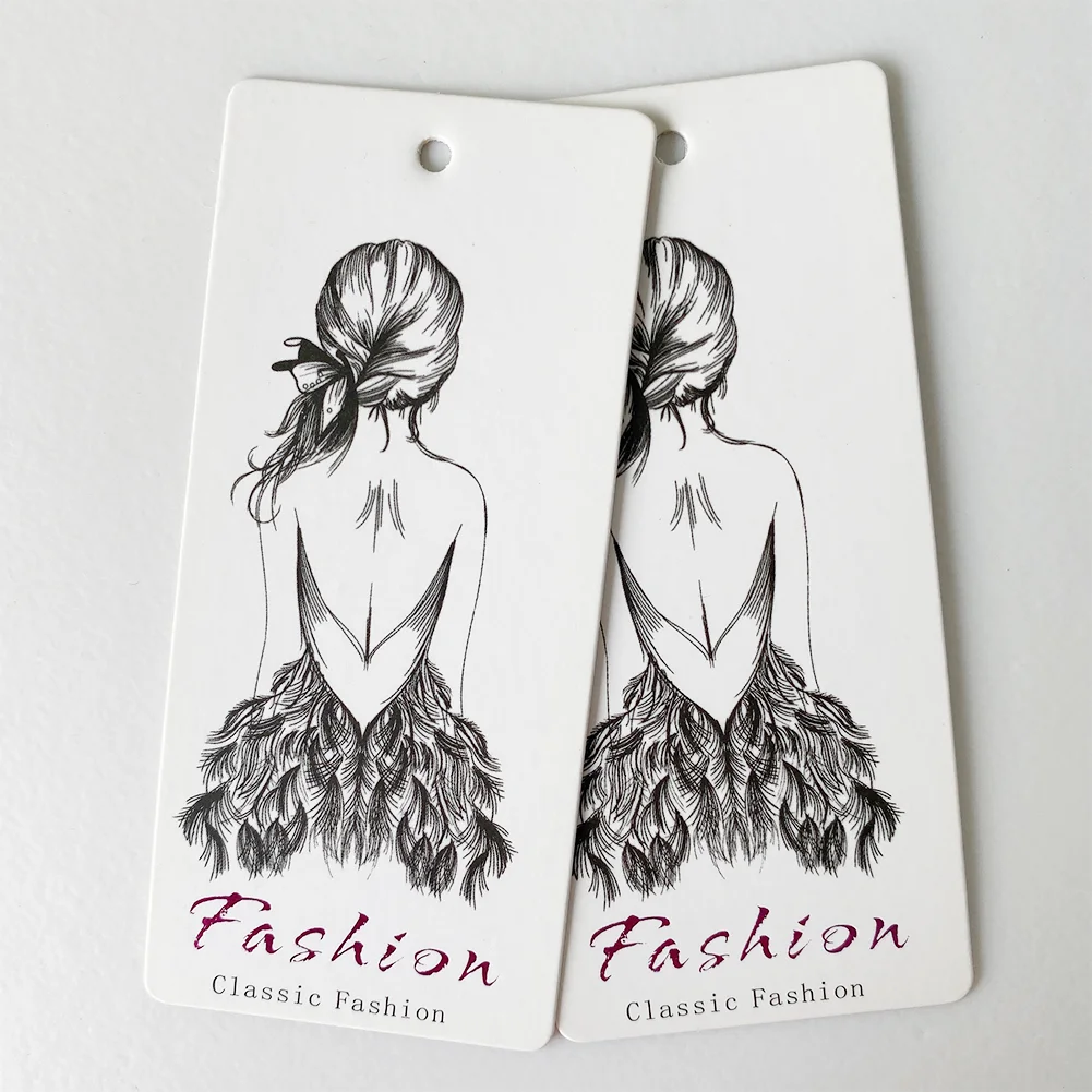 FSC Custom Logo Black Hot Stamping Special Paper Hang Tag String for Clothing, Custom Hang Tag