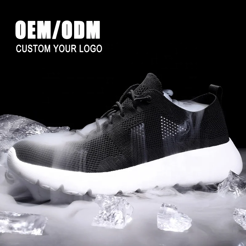 Customized 2024 Men Casual Shoes Non-slip Flying Woven Sneakers Breathable Lace-up Basketball Style Shoes