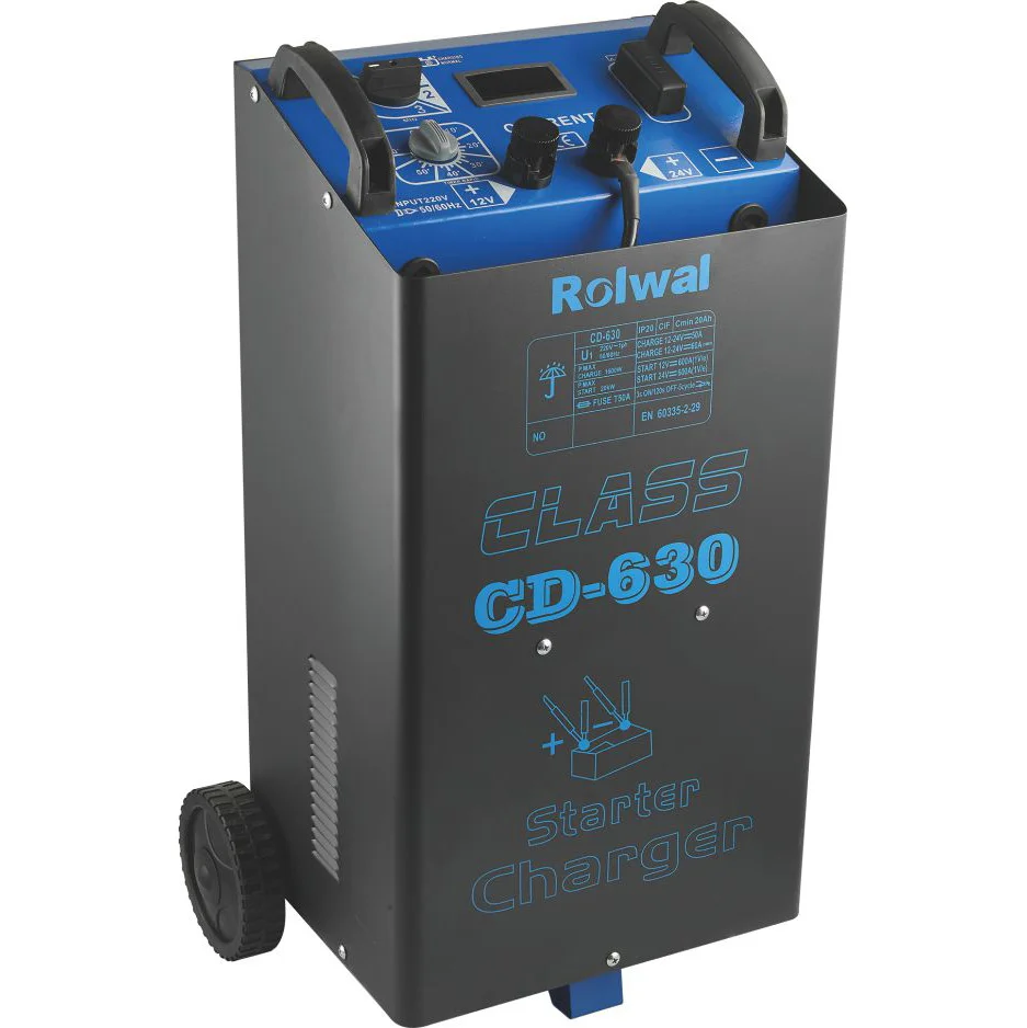Rolwal CD630 Single-phase Movable Car Battery Charger 630A Start Boost lead-acid batteries with 12/24V