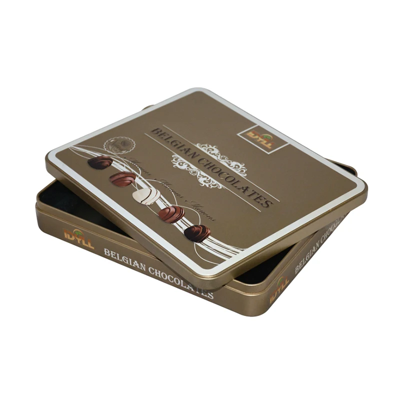 OEM Factory Large Size Chocolate Tin Box Gift Metal Packaging Food Grade Square Tins With Lids