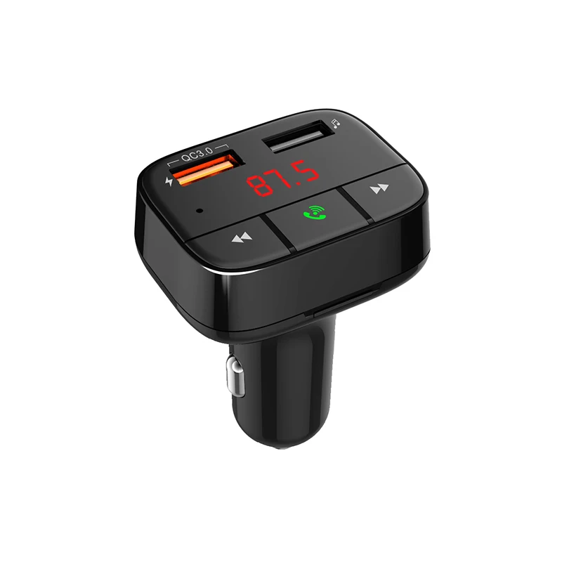 Factory in-Car Bluetooth V5.0 Hands Free Wireless Car Kit Fm Transmitter with QC 3.0 Fast Charge