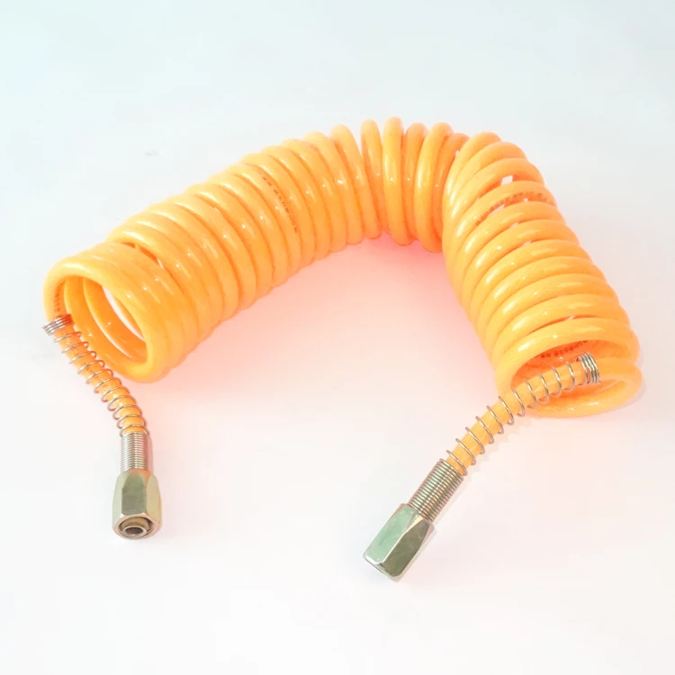 Cost-Effective Truck PU braided Coiled Tube Spring Pneumatic Spiral Air Brake Hose Assembly For Semi Trailer
