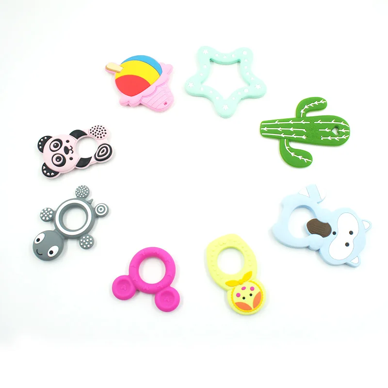 New Custom Baby Toys Animals Cartoon Teether Pendant BPA Free Silicone Teether