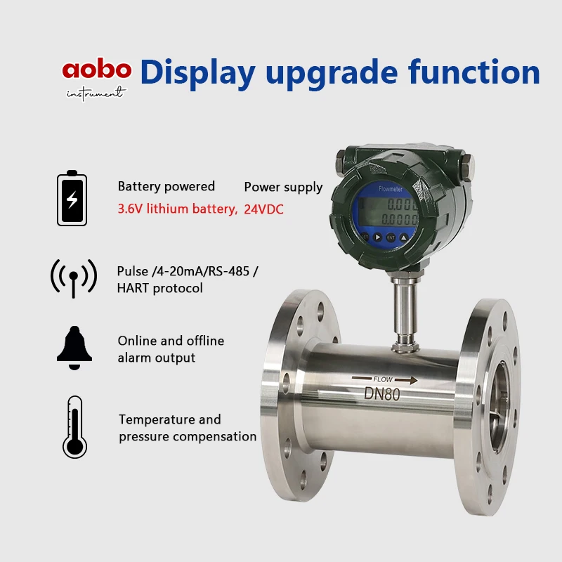 fuel diesel flow meter intelligent explosion-proof integrated lcd display turbine water sanitary flowmeter