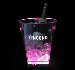 Plastic LED Champagne ice bucket 5L LED lighting wine ice cooler with handle rechargeable beer bucket ice box holder for party
