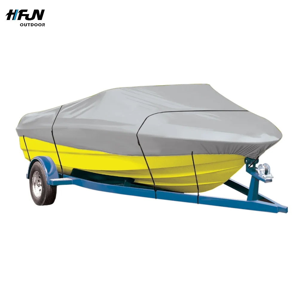 Waterproof 210D polyester fabric t top boat cover with black and grey colors