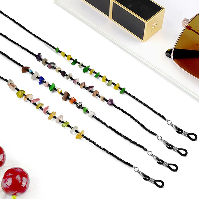 Color Reading Glasses Chain Colorful Stone Sunglasses Cords Eyeglass Lanyard Hold Straps Eyewear Retainer For Women