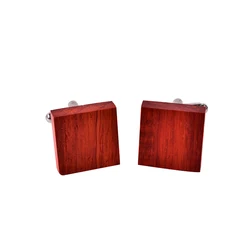 fashion custom red round natural wood cufflinks for men