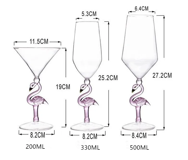 Hot Selling Special Design Flamingo Shape Decorative Home bar Restaurant Bordeaux Glass Wine Goblet