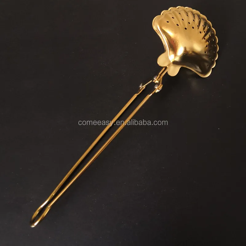 gold plating sea shell shape 304 Stainless Steel shell shape Spoon filter tea