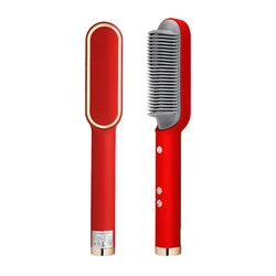 Amazon electronic straightening brush Tourmaline Ceramic hair straight flat iron fast hot comb professional hair straightener