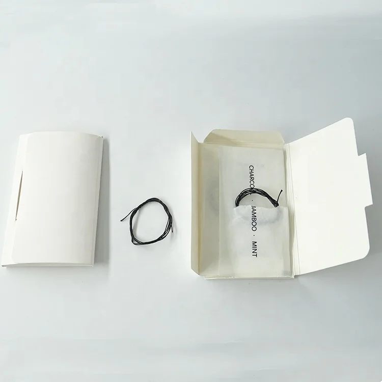 Sachet packing single use floss, paper bag packing bamboo charcoal dental floss