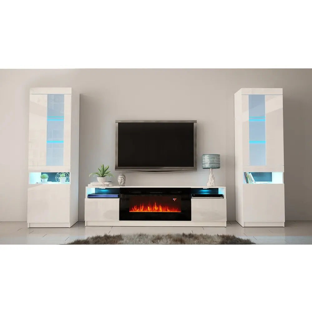 Hot Sale Modern Cheap Led Lights 85 Inch Universal Design Living Room Furniture Center Fire Place With Tv Stand
