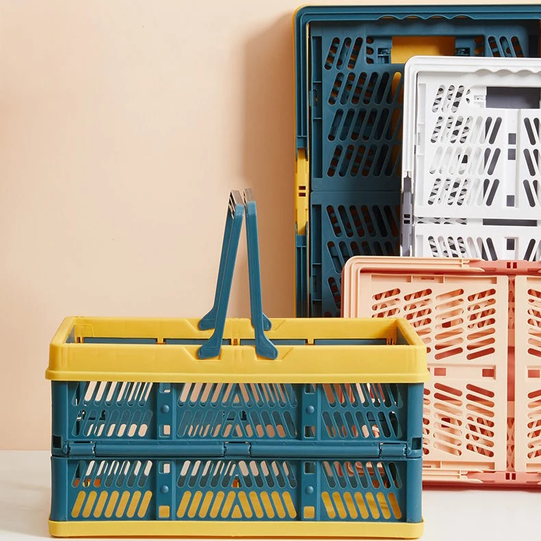 Large Foldable Plastic Storage Box Collapsible Crate Case Desktop Holder Cosmetic Storage Basket Home Office Organizer Container