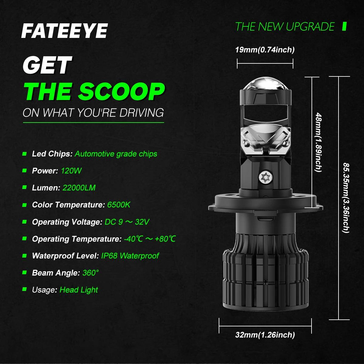 Fateeye H4 9005 9006 LED Car Headlight Bulbs Auto Lamp Mini Canbus H4 High Low Beam H7 Cars Motorcycle Led Headlights