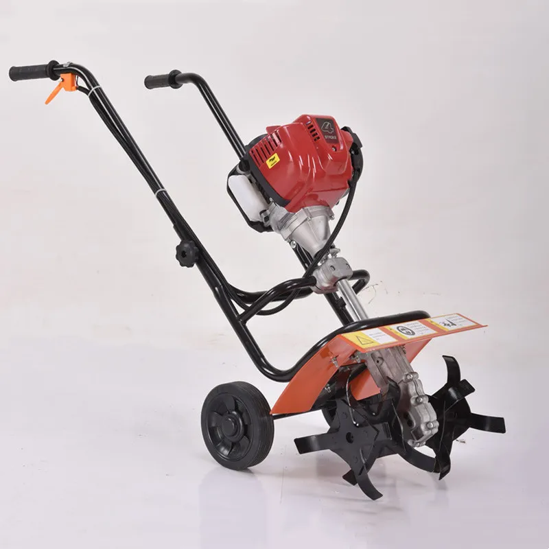 two stroke engine hand operated micro farm garden tiller