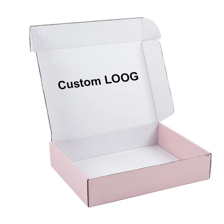 Factory Corrugated Paper Custom Packaging Mailer Pink Boxes With Printing