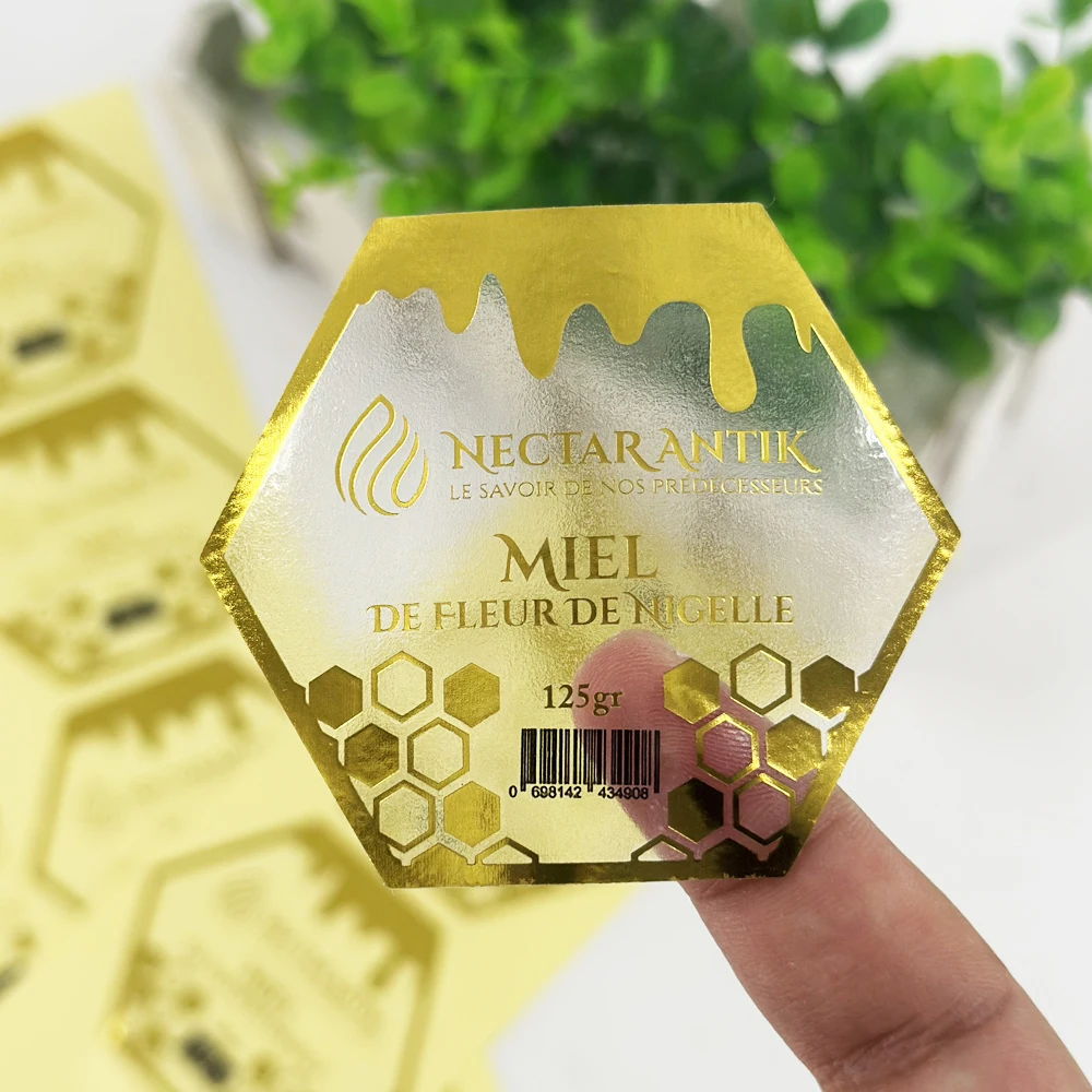 Custom Logo Self Adhesive Vinyl Die Cut Brand Clear Gold Foil Stickers Transparent Logo Roll Labels Sticker For Packaging