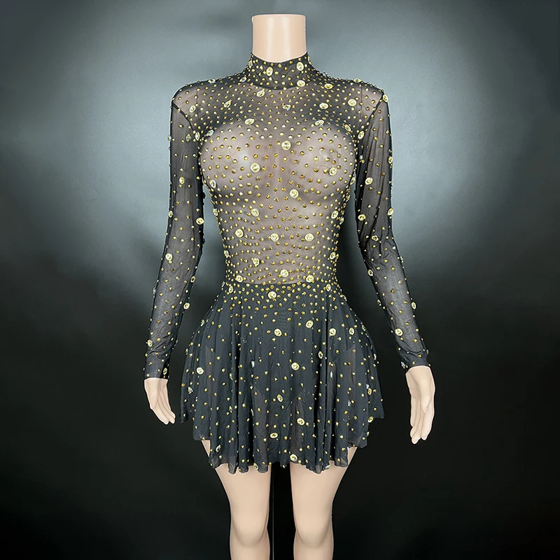 Новички Y1837-BB платья для выпускного вечера 2023 Черные Сетчатые с длинным рукавом модная одежда со стразами вечерняя женщин Роскошная Одежда