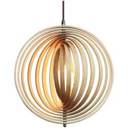 Creative Modern Decoration Round Foldable Wooden Ball Hanging Pendant Lamp For Kitchen