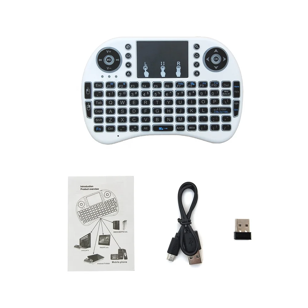American English Backlight i8 2.4GHz 7-color Wireless Mini Keyboard Hebrew Italian Portuguese  Air Mouse Touchpad Controller