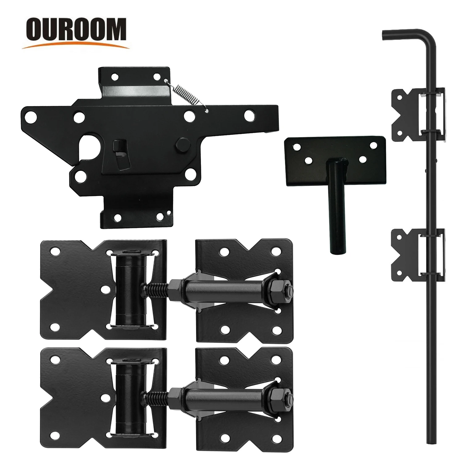 Stainless Steel Gate Hardware Kit Self Closing Gate Hinges and Latch and Cane Bolt Use for Vinyl Fence  Wood Fences Gate