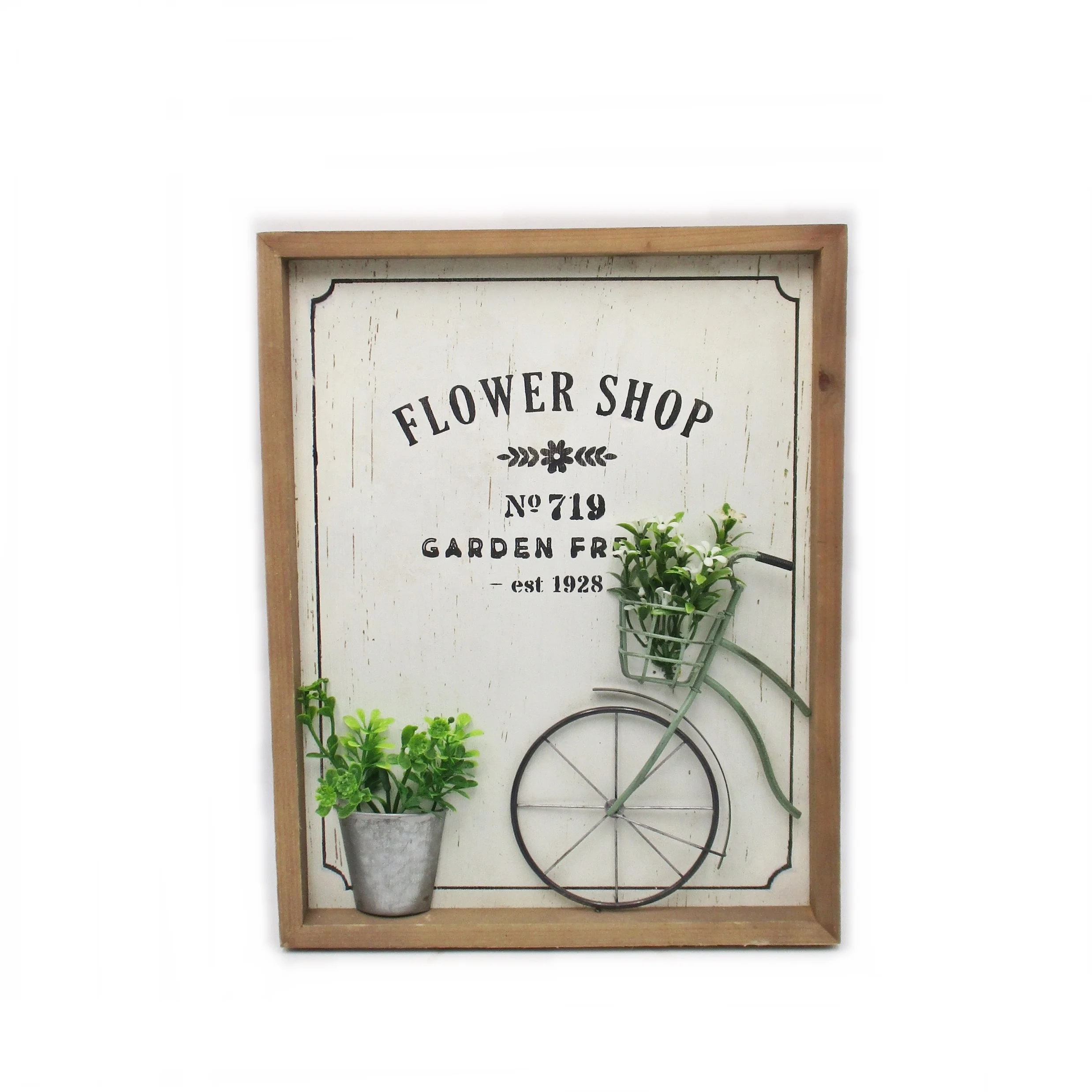 
Wholesale Rustic Wall Hanging Decor with Miniature Bike and Flower Pots for Outdoor Indoor Interior Home Garden Decoration 