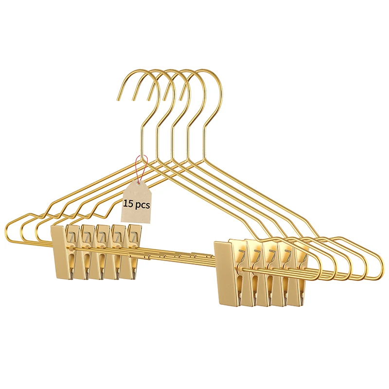 Gold Metal Clothes Hanger with Clothespins Clip for Bra Underwear Lingerie Panties Drying Rack Hanger Hook