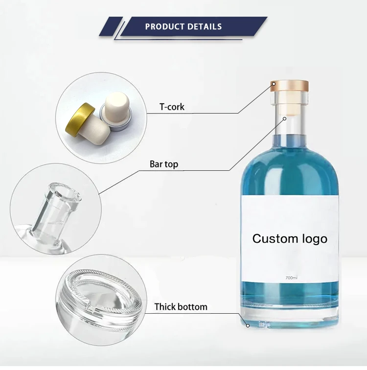 High Quality Transparent Skull Glass Bottle with Wooden Stopper Frost Finish for Whiskey Vodka Brandy Packaging Screw Cap Seal