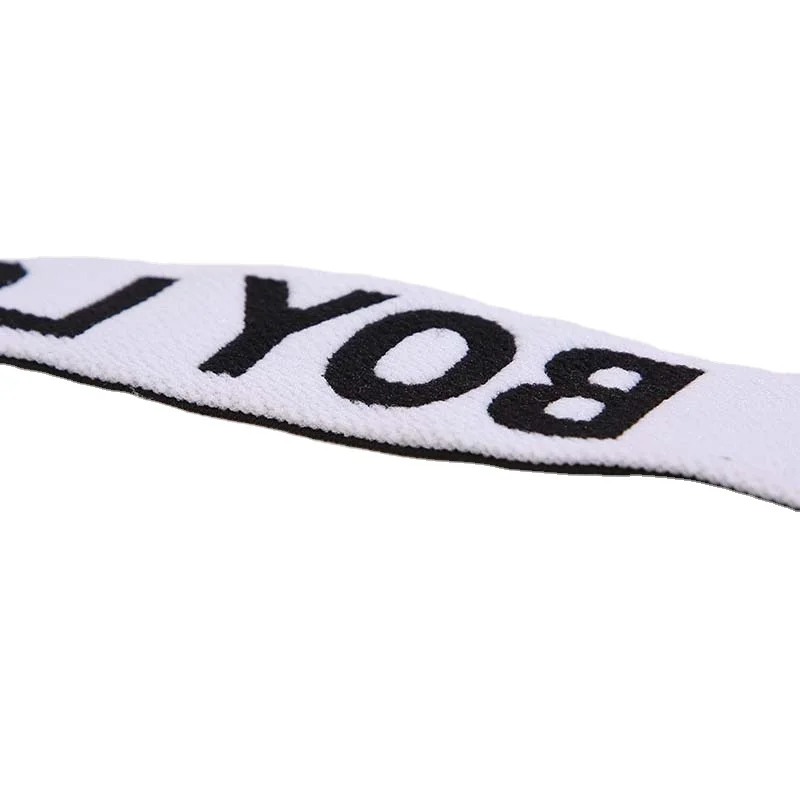 Low Moq Custom Design Suede 3D Logo Jacquard Elastic Band Webbing For Clothes Sport Underwear Elastic Waistband
